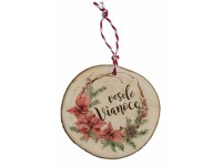 SK Závesná drevená vianočná ozdoba 60 mm - Veselé Vianoce